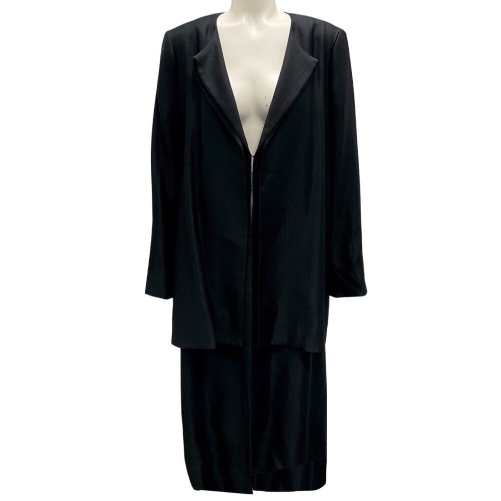Partow Black Double Layer Silk Mid-Length Coat